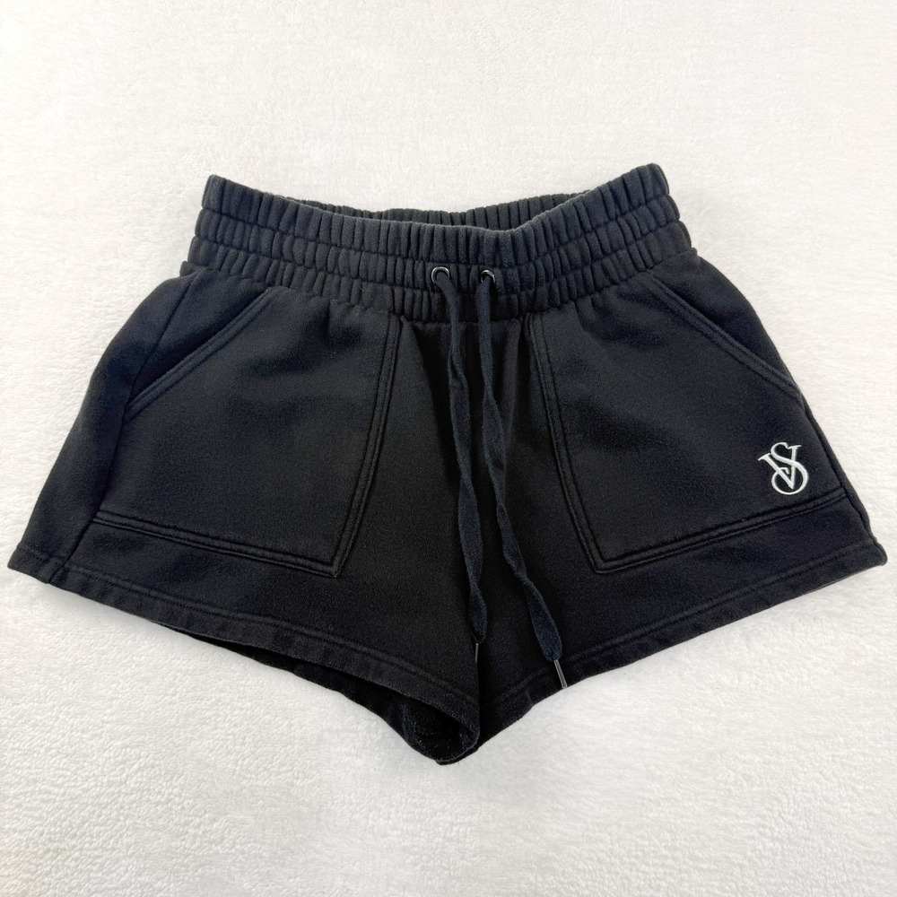 Victoria Secret‎ On Point Sweat Shorts Women Small Black Athleisure Lounge